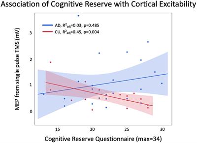 Greater cognitive reserve is related to lower cortical excitability in healthy cognitive aging, but not in early clinical Alzheimer’s disease